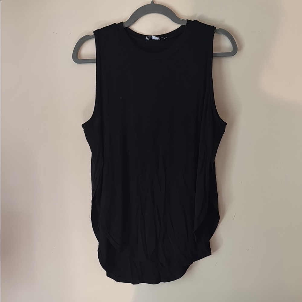 Black High Slit Tank Top